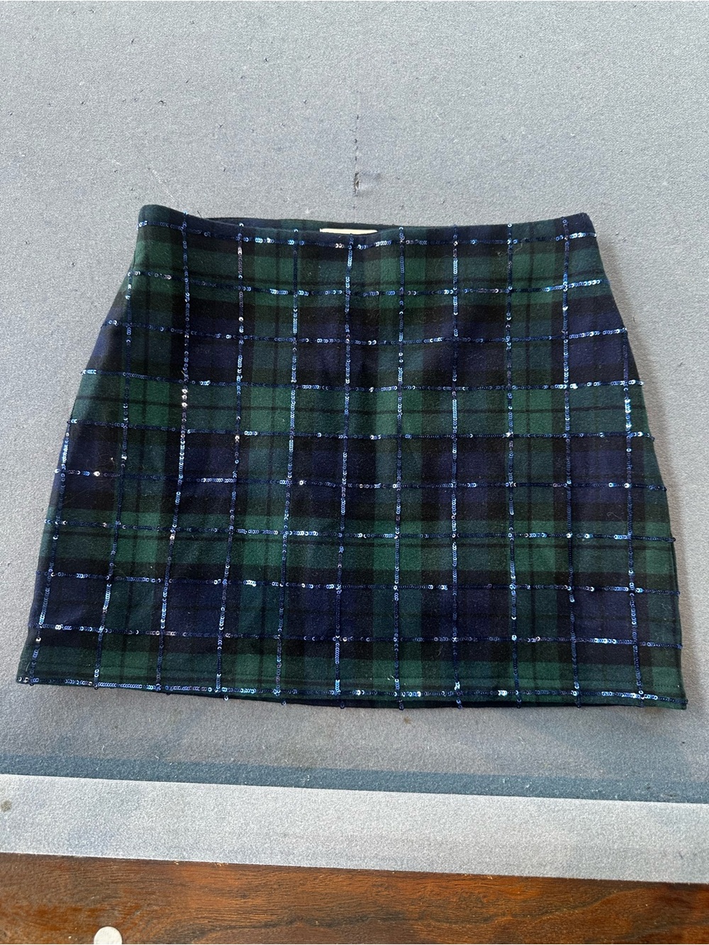 Vineyard Vines Green Navy Plaid Sequin Mini Skirt